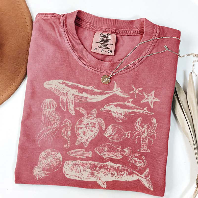 Vintage 90s Sea Animals Ocean Life T-Shirt