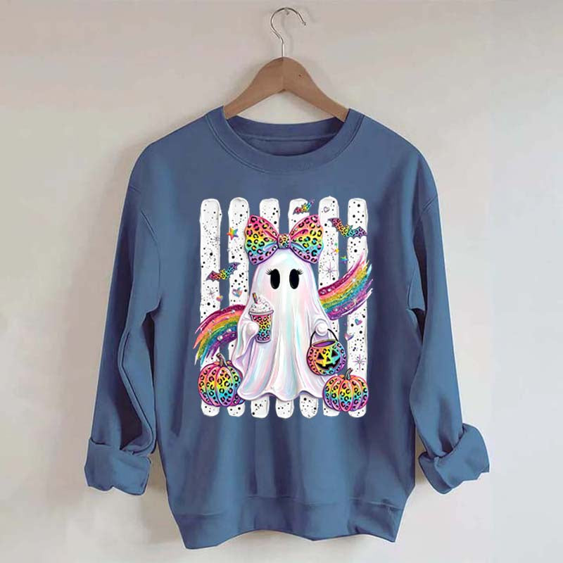 Preppy Ghost Coquette Leopard Girly Sweatshirt