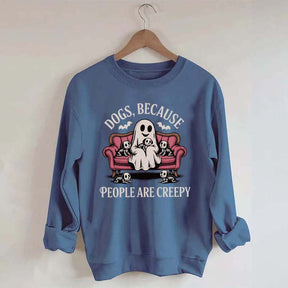 Retro Dogs Because People are Creepy Halloween Sweatshirt