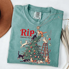 RIP Christmas Tree Comfort Colors Meowy T-Shirt