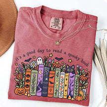 It's a Good Day to Read a Spooky Book Floral T-Shirt
