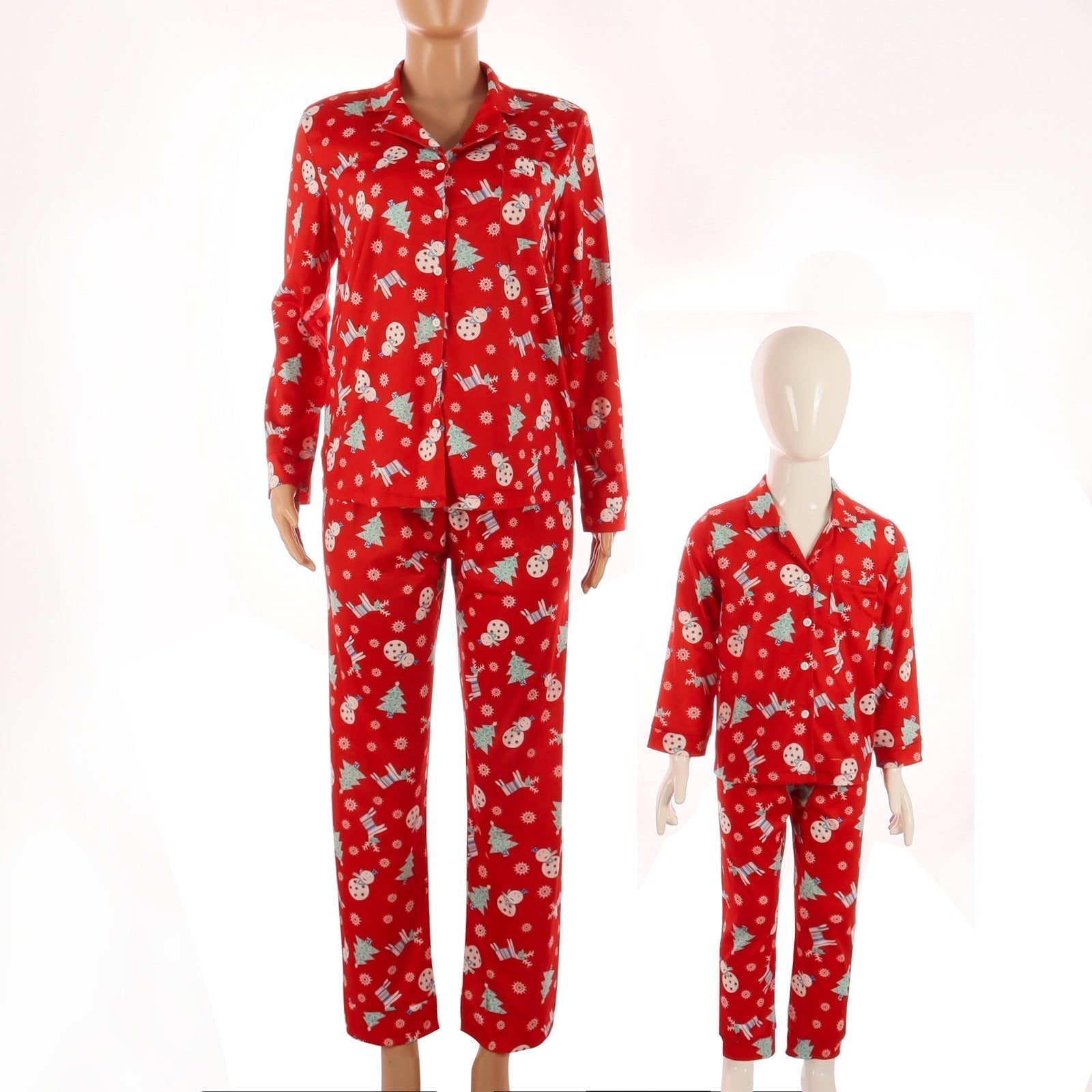 Family Matching Polar Bear Fleece Red Pajamas Sets