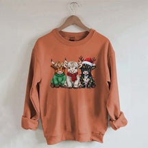 Rustic Highland Cows Christmas Sweatshirt