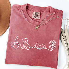 Doodle Books Coffee Dogs Flower T-Shirt