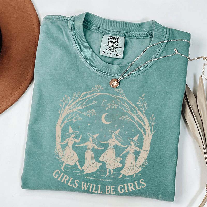 Vintage Girls Will Be Girls Witch T-Shirt