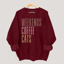 Weekends Coffee Cats Sweatshirt