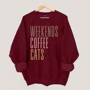 Weekends Coffee Cats Sweatshirt