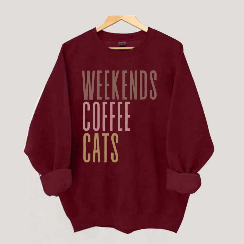 Weekends Coffee Cats Sweatshirt