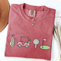 Pink Golf Cart Flag Lover T-Shirt