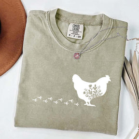 Floral Chicken Farm Animal T-Shirt