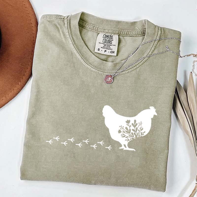 Floral Chicken Farm Animal T-Shirt