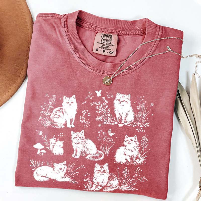 Vintage 90s Cats Pet Floral T-Shirt