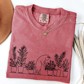 Cats and Plants Line T-Shirt