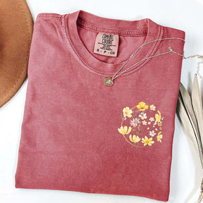 Pocket Pressed Flowers Block Print Floral T-Shirt