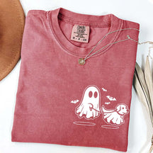 Ghost Dog And Bat Halloween T-Shirt