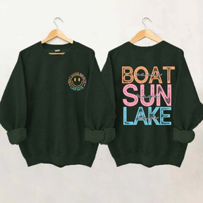 Boat Waves Sun Rays Lake Days Sweatshirt