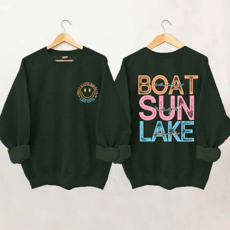 Boat Waves Sun Rays Lake Days Sweatshirt