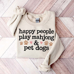 Happy People Play Mahjong & Pet Dogs Cute Sweatshirt