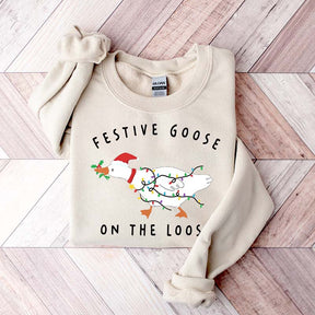 Xmas Duck Festive Goose On The Loose Sweatshirt