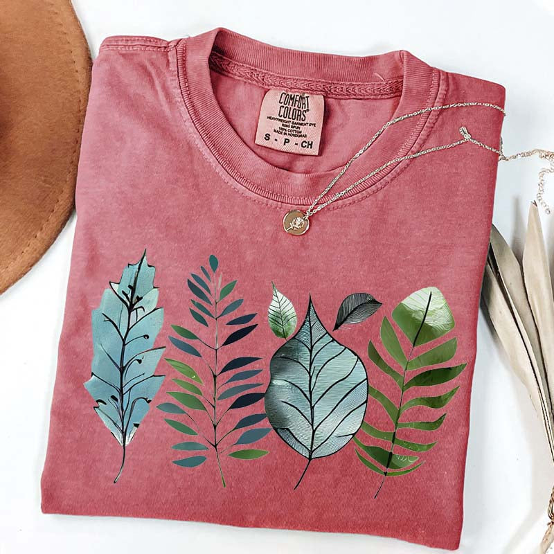 Teal and Green Leaves T-Shirt