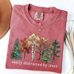 Easily Distracted by Trees Camping Hiking T-Shirt