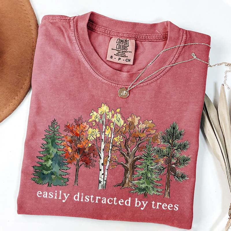 Easily Distracted by Trees Camping Hiking T-Shirt