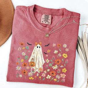 Coquette Floral Ghost Wildflowers Cute T-Shirt