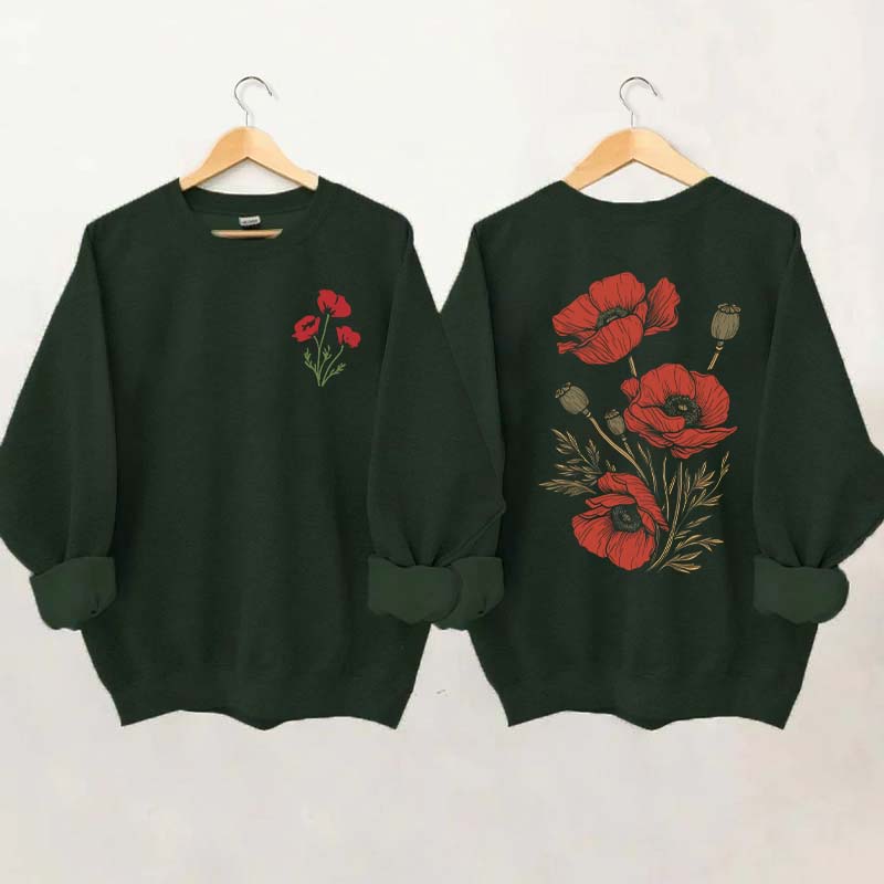 Red Poppies Floral Sweatshirt