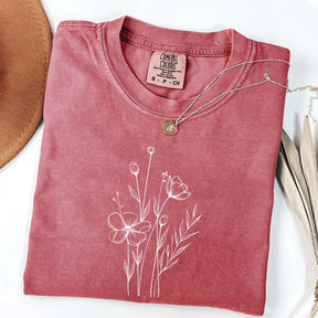 Minimalist Wildflower Plant Floral T-Shirt