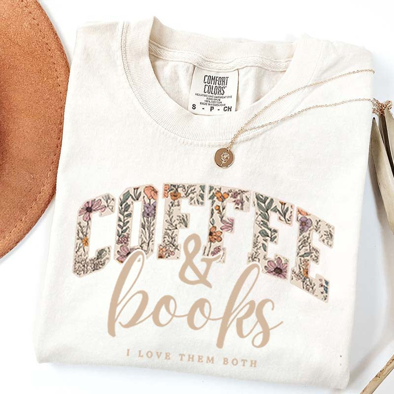 Coffee And Books Floral T-Shirt