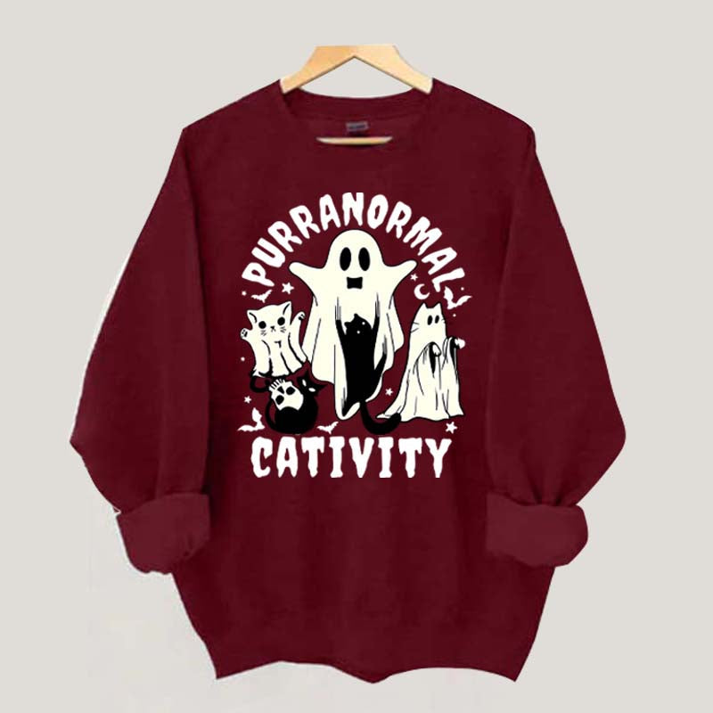 Purranormal Cativity Spooky Ghost Cat Sweatshirt