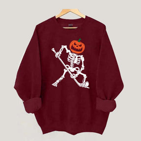Skeleton Hockey Pumpkin Sweatshirt