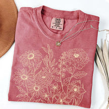 Vintage Pressed Flowers Minimalist Line T-Shirt