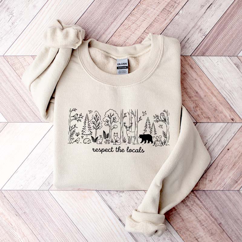 Cute Respect the Locals Woodland Animals Sweatshirt