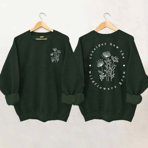 Cute Wildflower Religous Luke 12:27 Bible Verse Sweatshirt