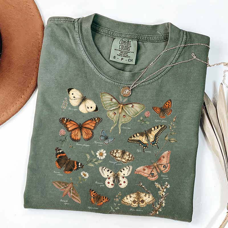 Vintage Butterfly Botanical Chart Moth T-Shirt
