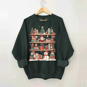 Cute Christmas Bookshelf Santa Sweatshirt