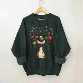 Vintage Reindeer Christmas Light Xmas Sweatshirt