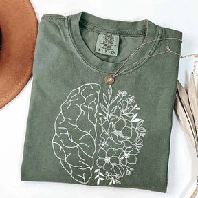 Mental Health Floral Brain Anatomy T-Shirt