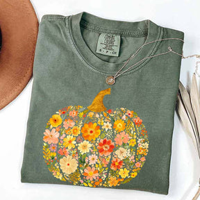 Flowers Pumpkin Comfort Colors T-Shirt