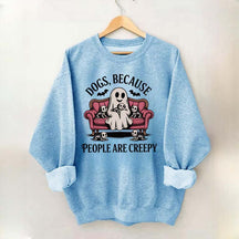 Retro Dogs Because People are Creepy Halloween Sweatshirt