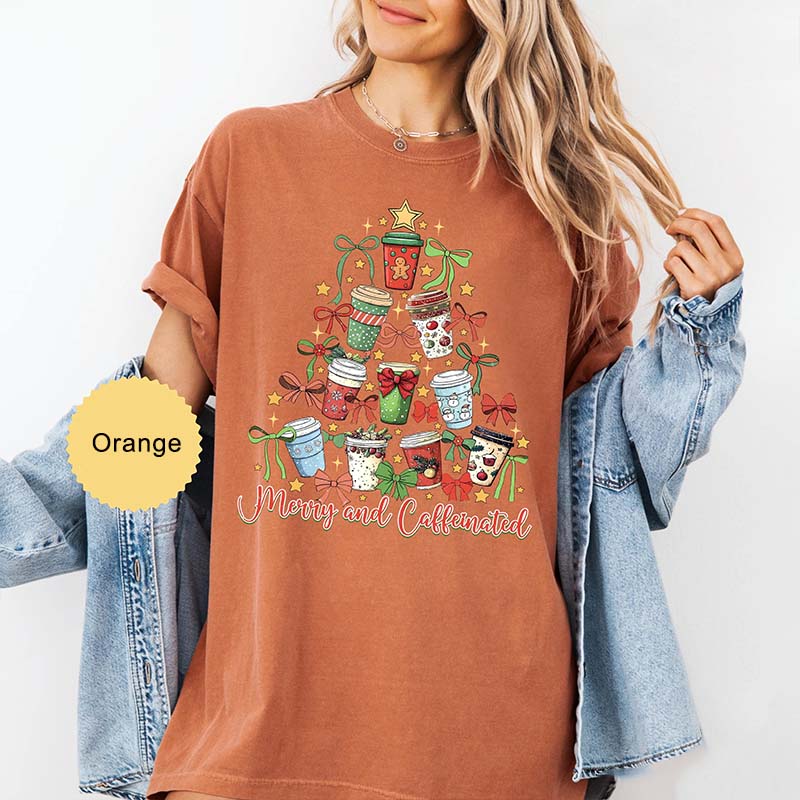 Merry And Caffeinated Christmas Tree T-Shirt