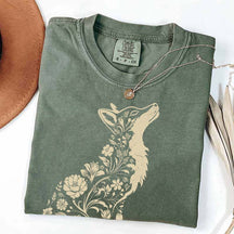 Retro Floral Fox Woodland Animal T-Shirt