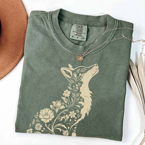 Retro Floral Fox Woodland Animal T-Shirt