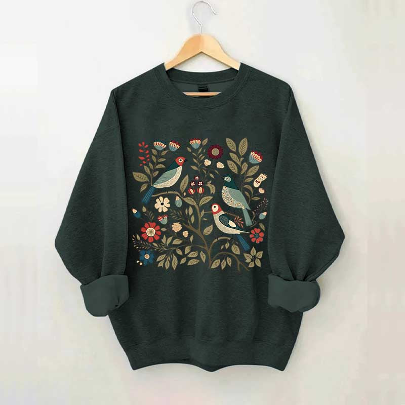 Cottagecore Birds and Flowers  Sweatshirt