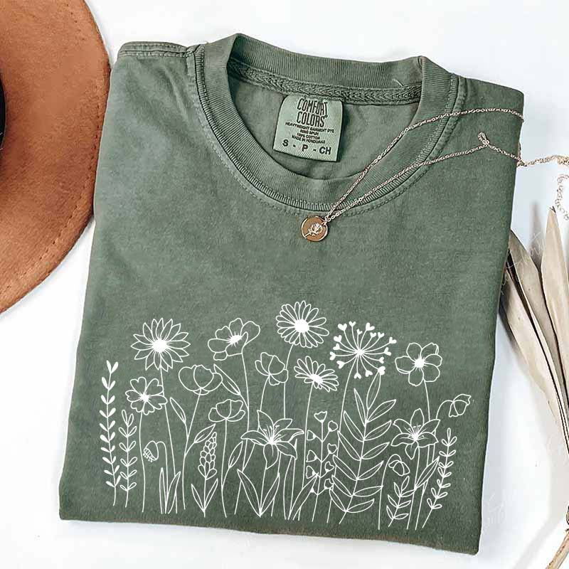 Wild Flower Minimalist Floral T-Shirt