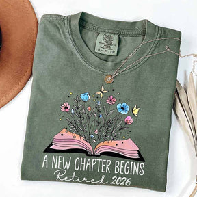 Floral Teachers 'A New Chapter Begins' Retired T-Shirt