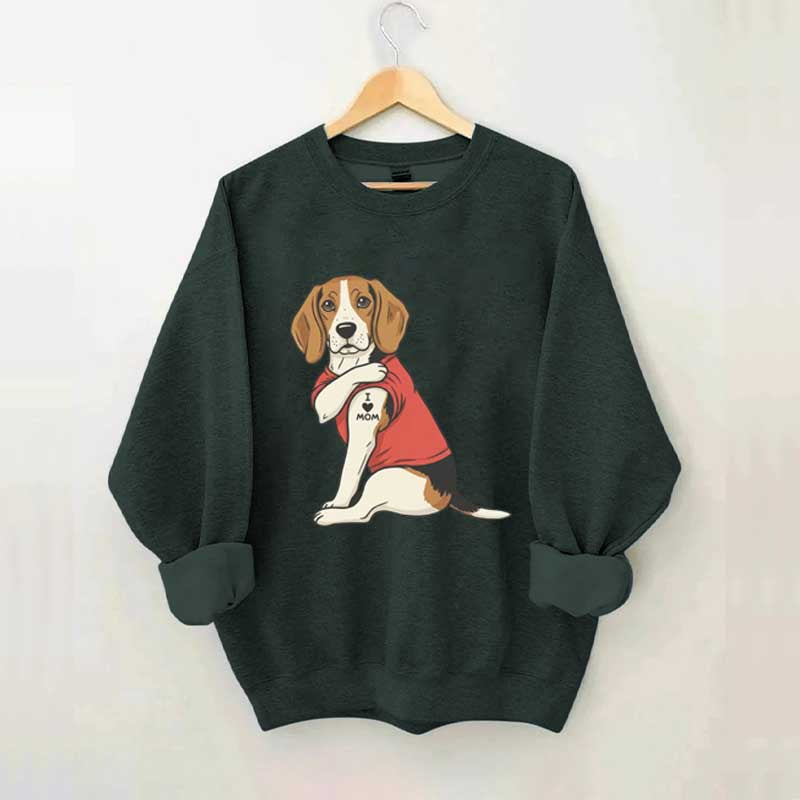 Featuring Tattooed Dog I Love Mom Sweatshirt