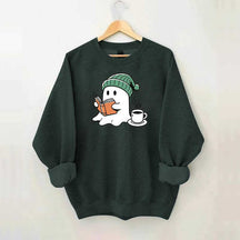 Winter Ghost Reading Book Coffee Sweatshirt