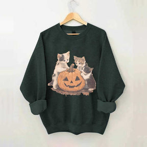 Vintage 90s Cat Halloween Pumpkin Sweatshirt